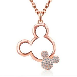 Mickey Mouse Rose Gold Austrian Crystal Necklace